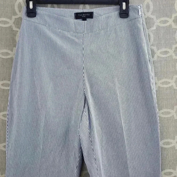 Talbot Women's Pants 8P Striped Cropped Zip side - Picture 3 of 8